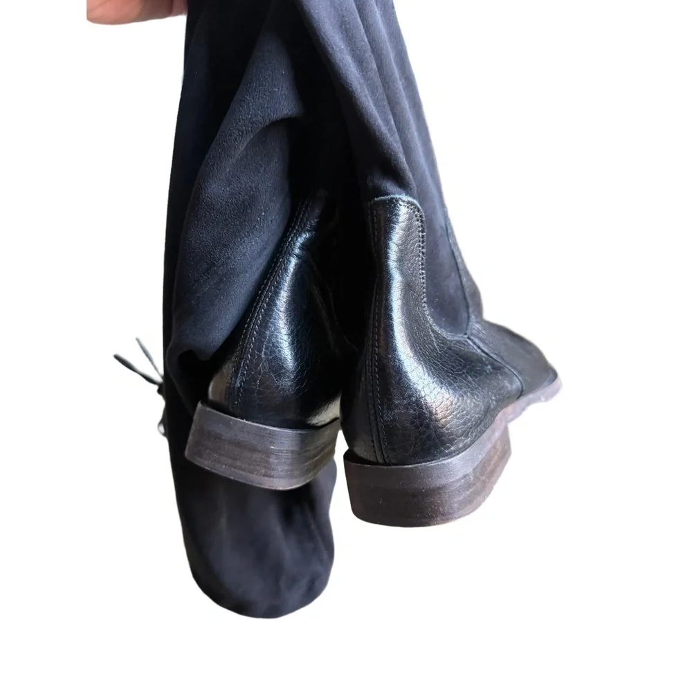 Free People Bicoastal Over-the-Knee Boots Flat Black Suede Leather size 8 / 8.5